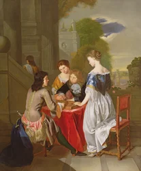 Elegant Company Playing Backgammon